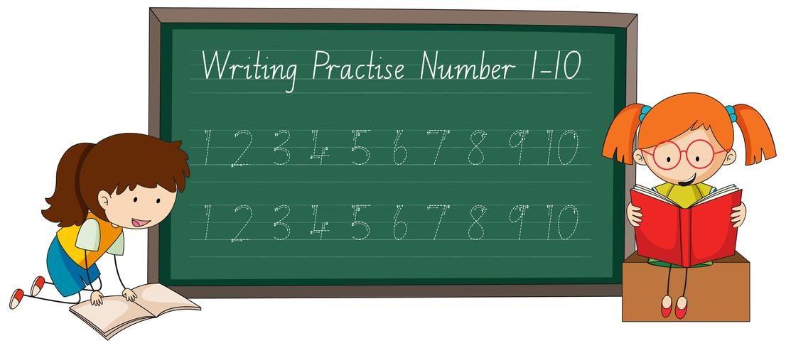 Writing number tracing worksheets vector