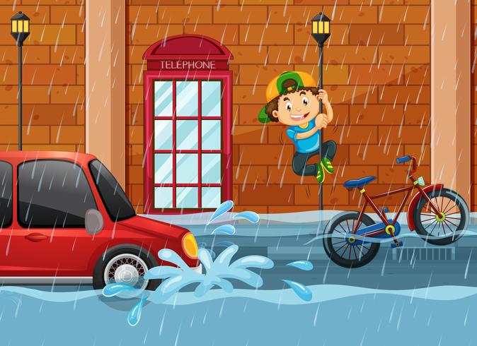 A flood on streeside vector