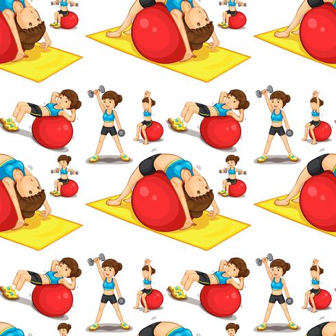 Seamless woman doing exercises vector