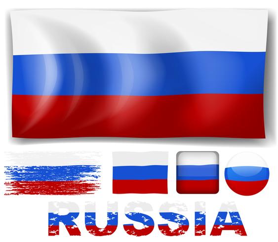 Bandera de Rusia en diferentes diseños. vector