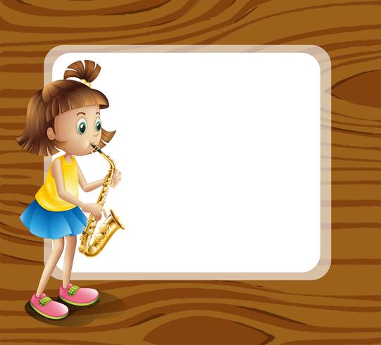 An empty rounded template with a female musician vector