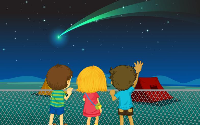 kids and comet vector