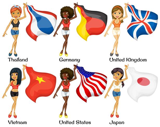 People and flags vector