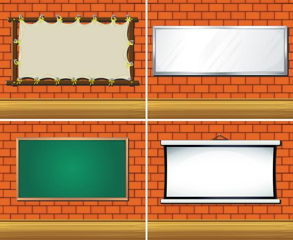 Four different types of boards on wall vector