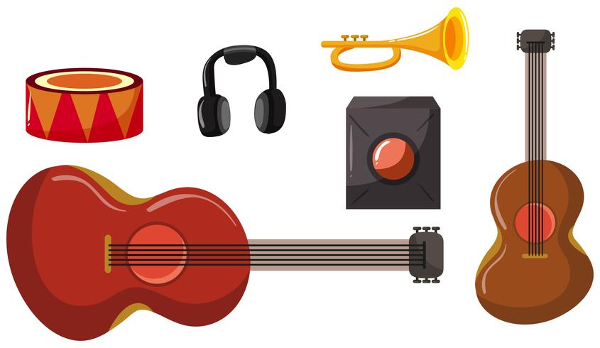 Conjunto de diferentes instrumentos musicales. vector