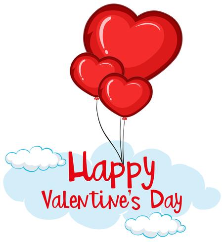 Velentine card template with heart balloons vector