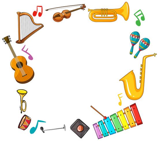 Plantilla de borde con instrumentos musicales vector