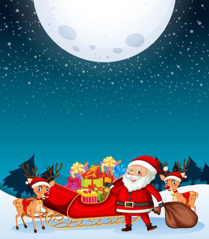 Santa claus under the moon vector