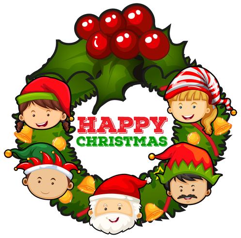 Christmas theme with mistletoes and people vector