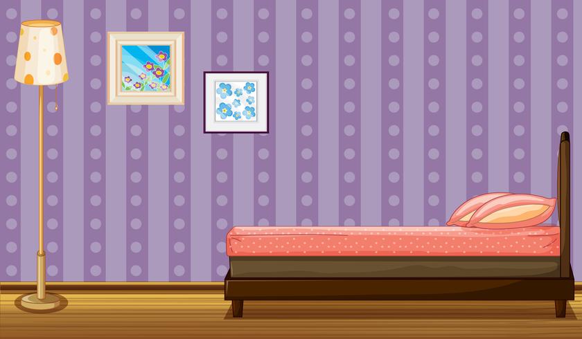 Bed, lamp shade, and paintings vector