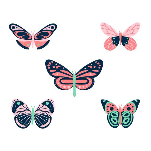 Colección de mariposas de colores vector