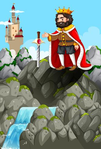 King and sword in the stone vector