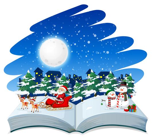 Open book christmas theme vector