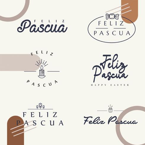 Feliz Pascua Typography Pack vector