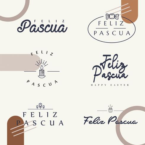 Paquete de tipografía Feliz Pascua vector