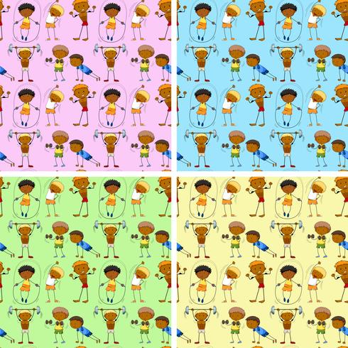 Seamless background with people doing sports vector