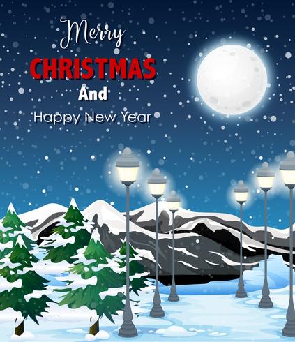 A christmas night landscape vector