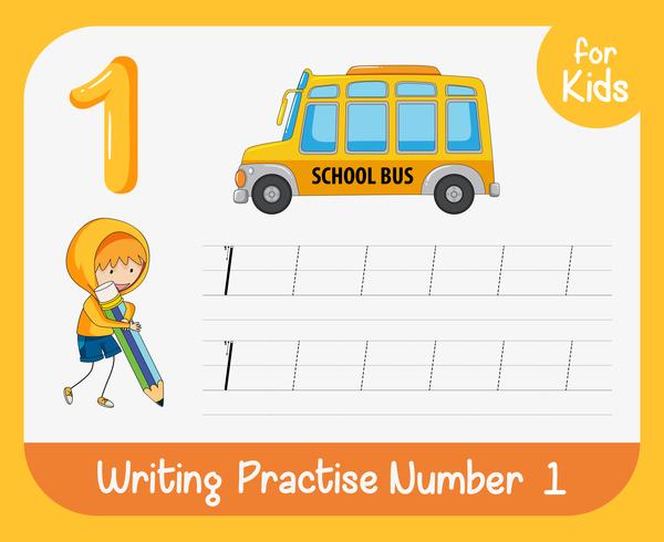 Number one tracing worksheets vector