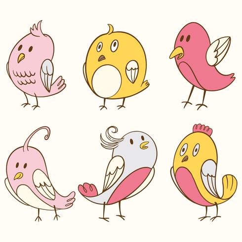 Cute Bird Clipart Element Set vector