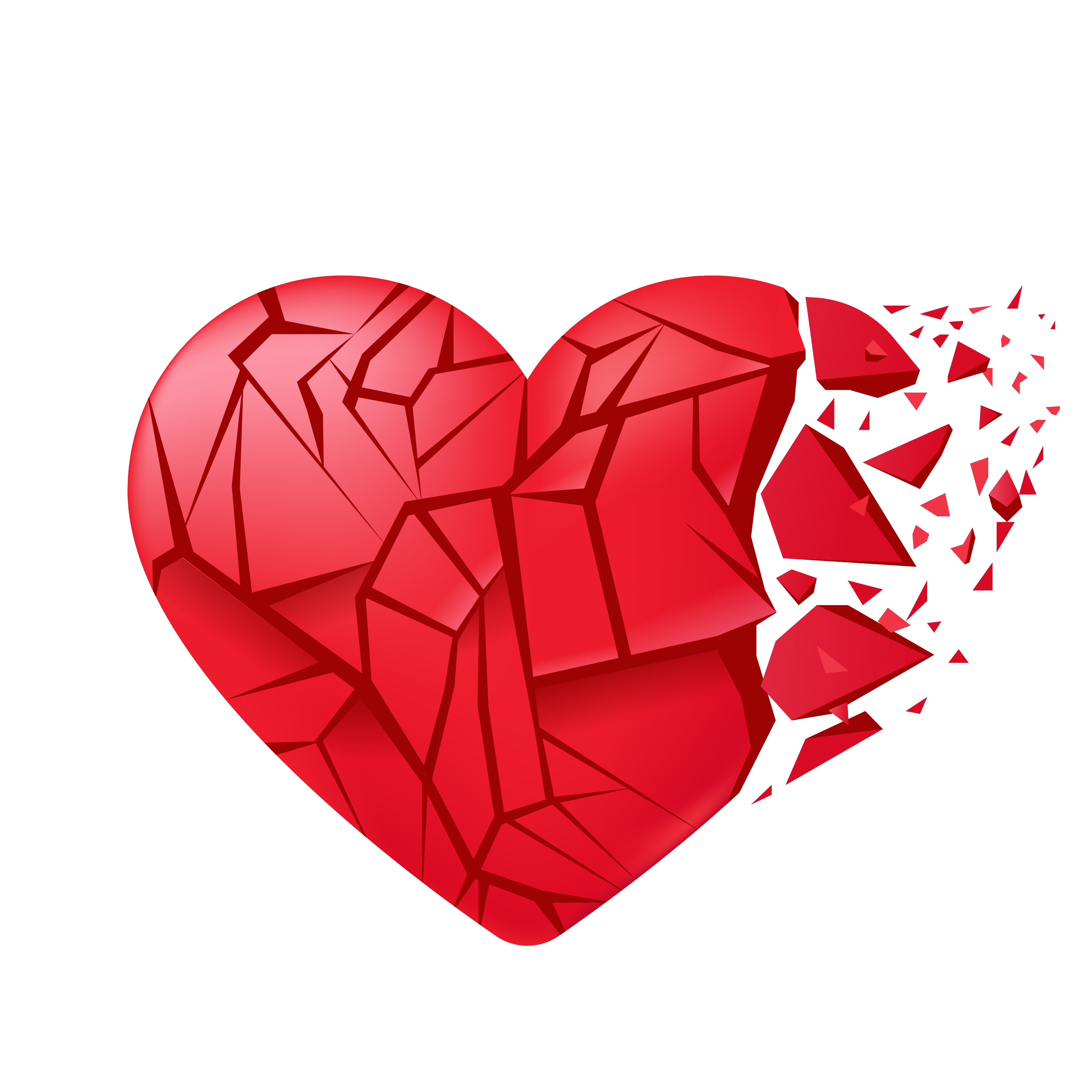 Broken Heart Sealed Isolated Red Glass Shards Vector Realistic