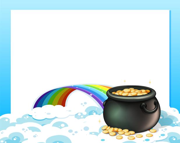 Una plantilla vacía con una olla de oro y un arco iris vector