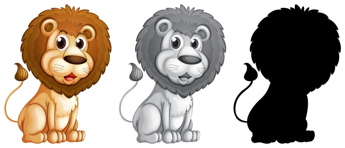 Set of male lion character vector