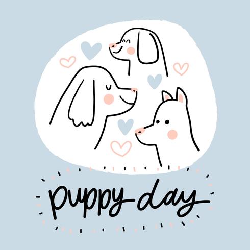 Cute Dogs With Hearts And Lettering vector