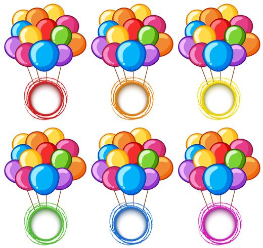 Color rings with colorful balloons vector