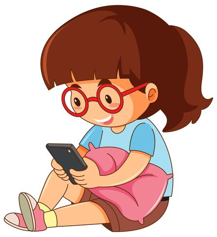 Una niña jugando telefono movil vector