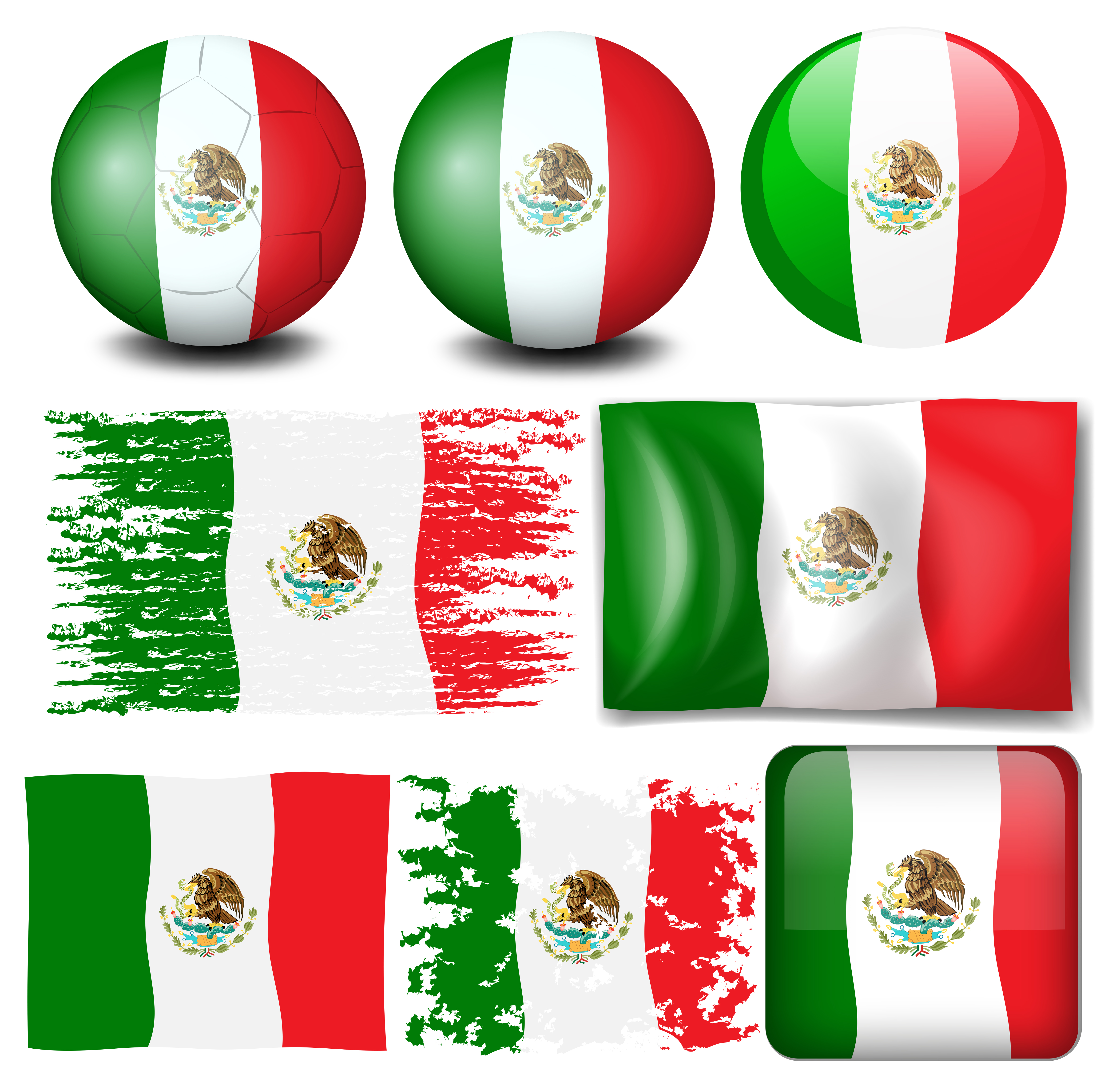 Download Mexico flag in many design - Download Free Vectors ...