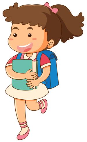 Little girl with blue backpack vector