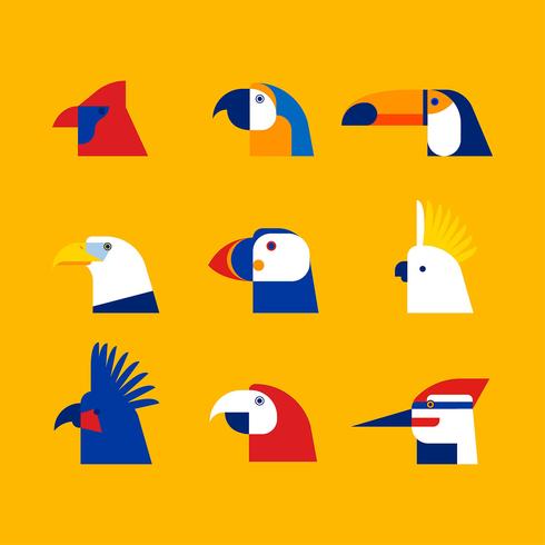 Bird Head Cliparts Set Vector