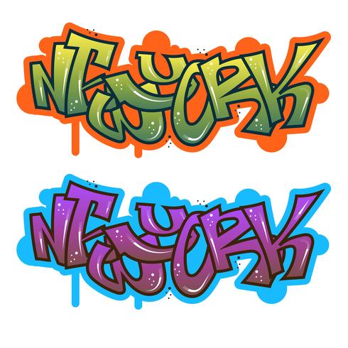 Flat Modern Graffiti New York Vector Illustration