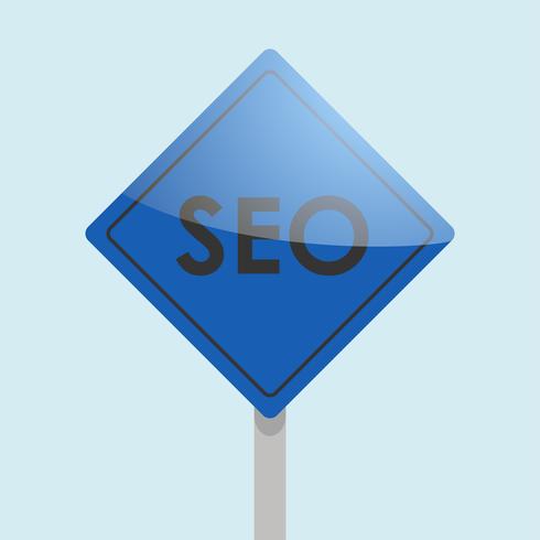 Road sign seo. Search Engine Optimization banner. Vector flat illustration