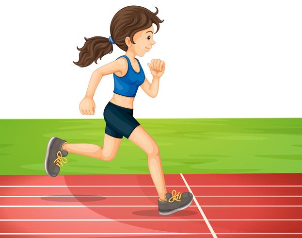 A Young Girl Training for Marathon vector