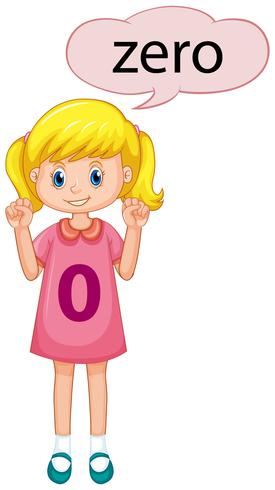 Girl counting number zero vector