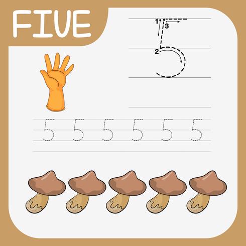 Number Five Tracing Worksheets Download Free Vectors