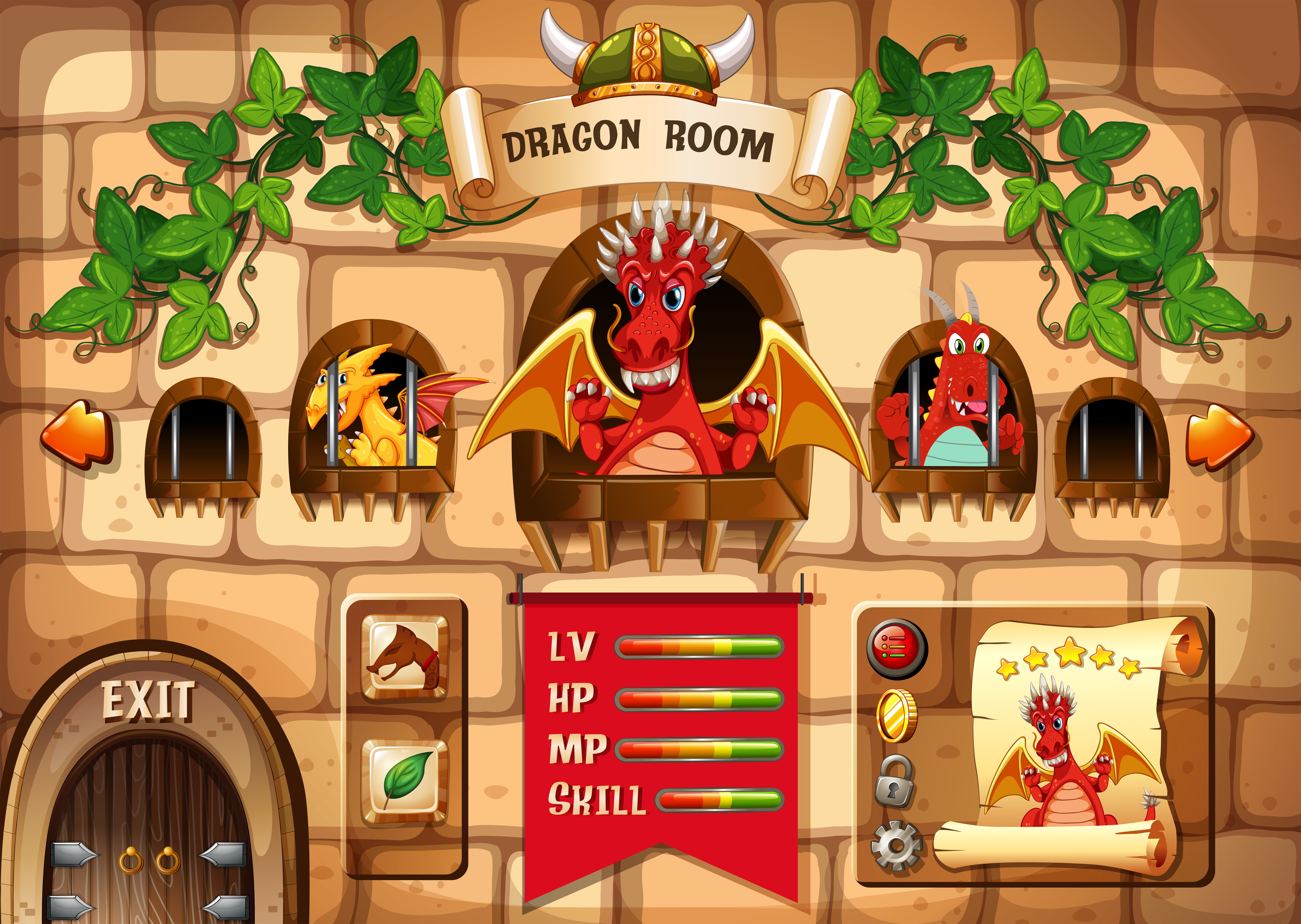 Game Template With Dragon And Castle Background Download Free Vectors Clipart Graphics Vector Art