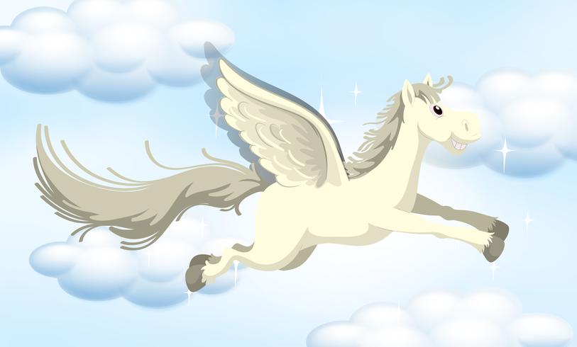 A Fairy Tale Pony on Sky vector