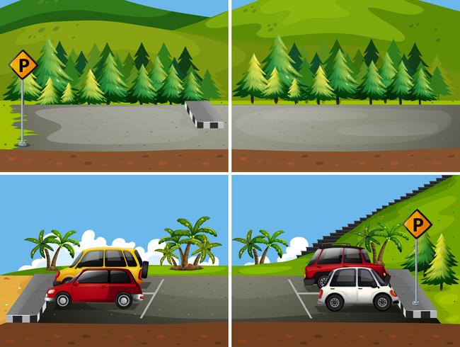 Nature Mountain Car Park Scene vector