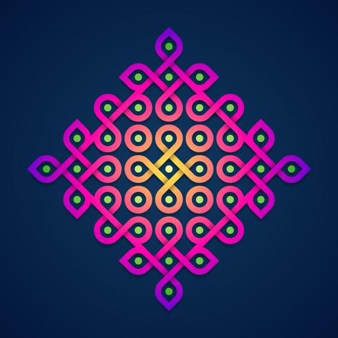 Diseño ornamental colorido de Rangoli vector