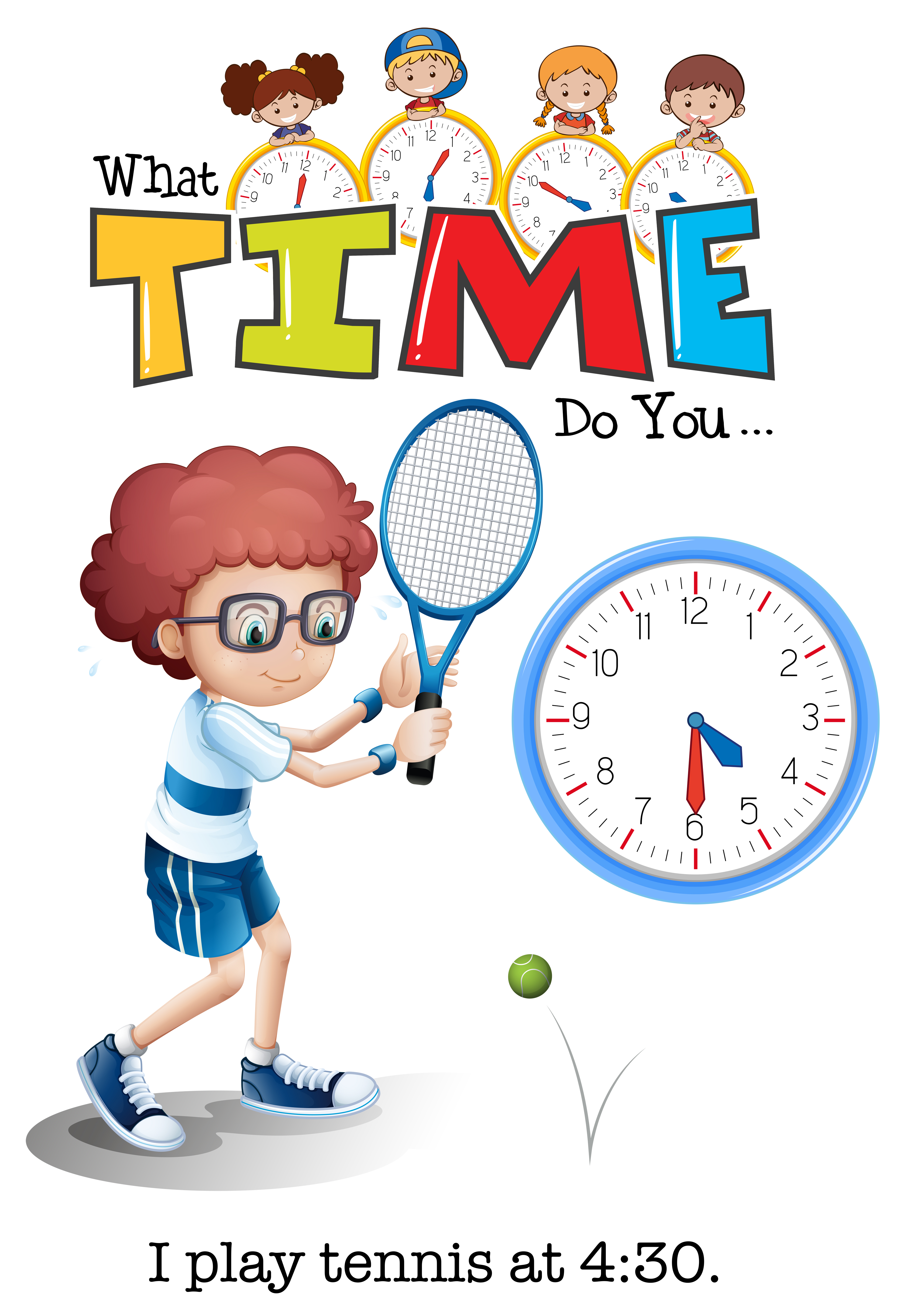 Download A boy playing tennis at 4:30 359409 - Download Free Vectors, Clipart Graphics & Vector Art