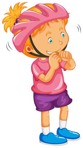 Little girl wearing helmet vector