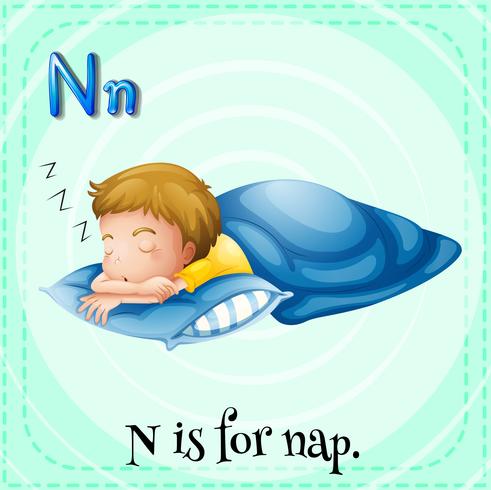 Flashcard letter N is for nap vector