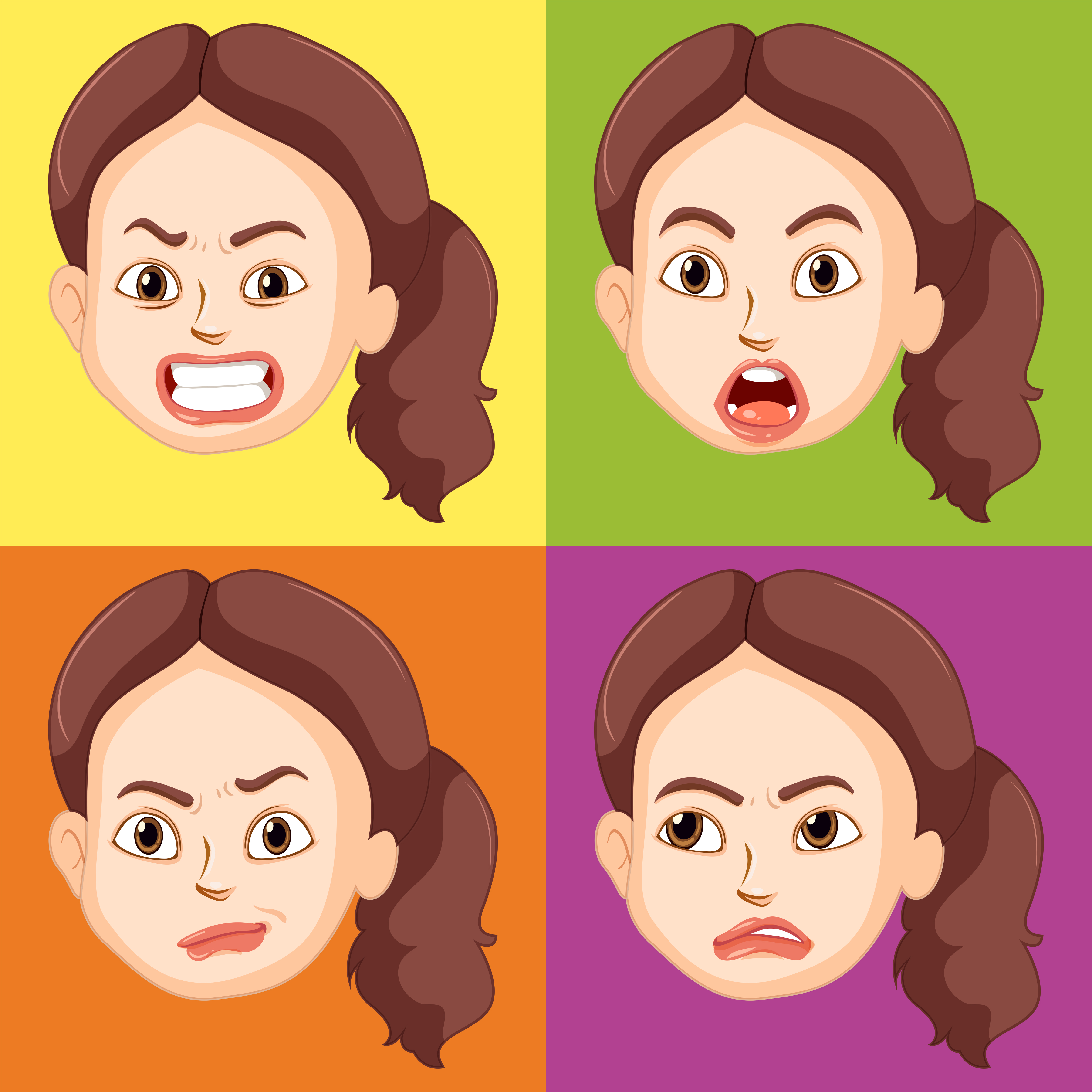 Woman with different emotions 359456 Vector Art at Vecteezy