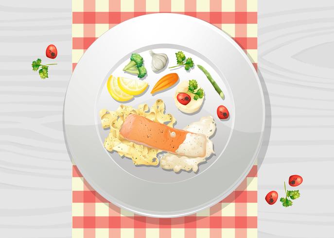 Salmon and Pasta Cream Sauce vector