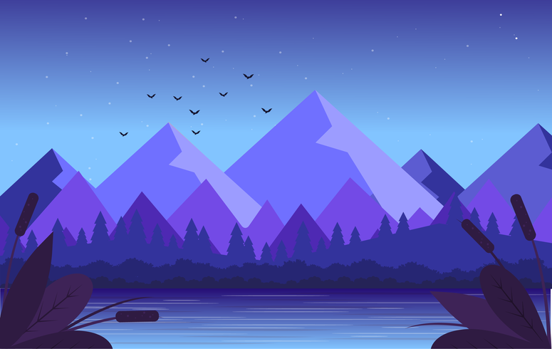 Vector ilustración paisaje púrpura