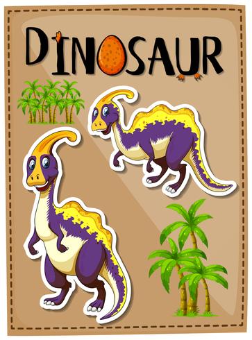 Póster de dinosaurio con dos parasaurolophus. vector