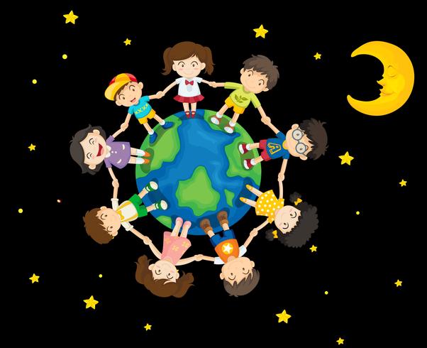 Kids around the Earth vector