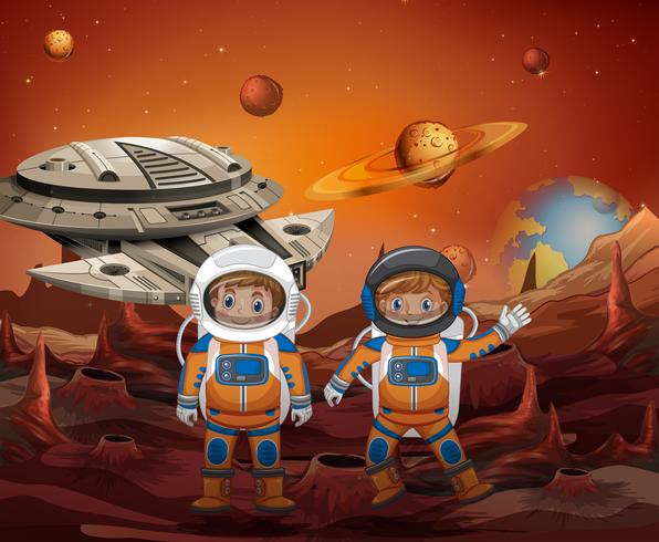 Astronaut exploring new planet vector